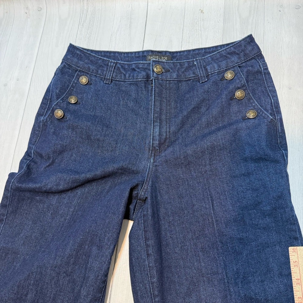 Rachel Zoe dark denim wide leg jeans women's size 8 - Picture 2 of 10